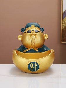 Escultura de adorno de Dios de la riqueza de arte popular de resina epoxi con cornucopia para la entrada de la oficina en casa nueva decoración de la sala de estar - Product Image 4