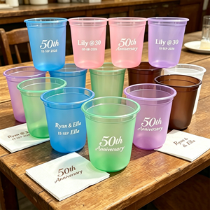 pp Custom Printed Clear <b>Plastic</b> PET <b>Cups</b> 8oz 9oz 10oz 12oz 20oz 24oz 16oz Branded Logo Disposable Beverages Takeaway <b>Cup</b> Wedding - Product Image 1