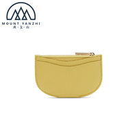 Portefeuille fin en cuir véritable avec logo personnalisé de luxe Mount Yanzhi, porte-cartes RFID, porte-monnaie minimaliste à fermeture éclair, porte-cartes d'identité et de crédit