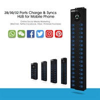 Sipolar A-832 Hub USB 2.0 Industrial de 32 Puertos, Hub de Datos de Alta Potencia de 240W con Interruptores y Adaptador de Corriente para Phone Farm