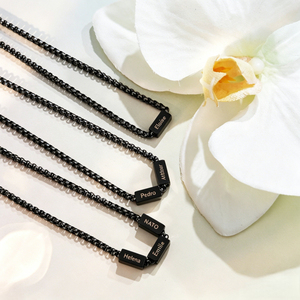 Collana con Barretta Quadrata <span class=keywords><strong>in</strong></span> Acciaio Inox Personalizzata con <span class=keywords><strong>Nome</strong></span> Inciso, 1/2/3 Pezzi, Regalo per Festa <span class=keywords><strong>della</strong></span> Mamma, del Papà, San Valentino, Compleanno - Product Image 5