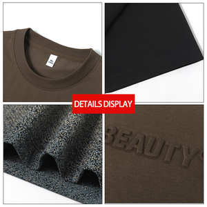 <span class=keywords><strong>T</strong></span>-<span class=keywords><strong>shirt</strong></span> Streetwear <span class=keywords><strong>Homme</strong></span> Personnalisé avec Logo, Lettres 3D en Relief, Teinture Dégradée, Tricoté, Ample, Respirant, 180g, Manches Courtes – Vente en Gros - Product Image 5