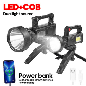 Linterna de Búsqueda LED COB P50 con Soporte, Banco de Energía Recargable, USB Solar, Linterna Portátil de Alta Intensidad - Product Image 1