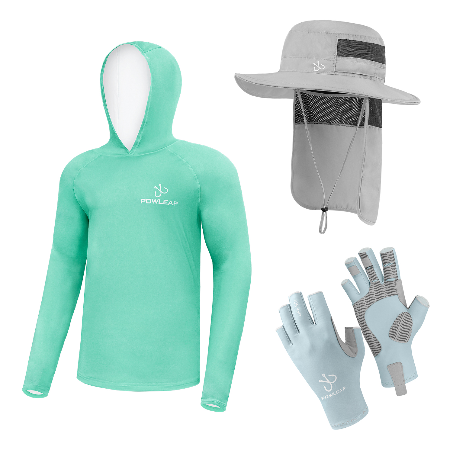 Felpe da pesca anti-Uv a manica lunga personalizzate con cappuccio asciugatura rapida Upf50 + protezione solare con cappuccio camicie da pesca Uv proteggere i vestiti Set