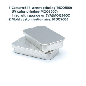 กล่องดีบุกสี่เหลี่ยมขนาดเล็ก 50*25*10 มม. สีเงิน ขาว ดำ แบบดึง-กด ฝาเลื่อน กล่องโลหะขนาดเล็ก - Product Image 6