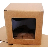 Boîte cadeau en carton ondulé écologique avec fenêtre pour jouets, papeterie, bougies, savons, emballage en forme de cube avec logo personnalisé