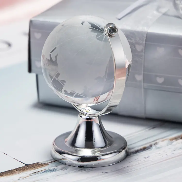 Honor of crystal K9 Crystal Glass Transparent Earth Mini Globe For Wedding Party Favors