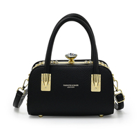 Sac Boston de luxe pour femme avec rabat, fermoir incrusté de diamants, bandoulière, design fourre-tout haut de gamme en PU et polyester