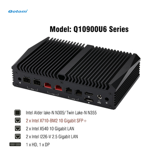 Mini PC Barebone Qotom Q10900S6/ Q10900U6 avec processeur N100/N150/ I3-N305/i3-N355 intégré, 2x10G SFP+/ 2x10G LAN/ 2x2.5G LAN, DDR5 NVMe, AES- - Product Image 1