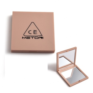 Hot Selling Pink Plastic Square Double Side Folding Portable Pocket Make up Mirror - Product Image 3