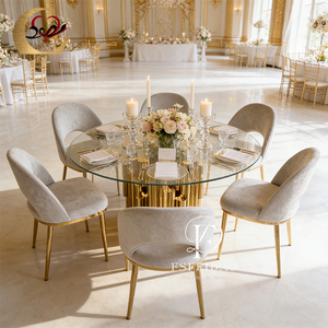 ชุดโต๊ะอาหารและเก้าอี้สแตนเลสสตีลทันสมัยสไตล์ดูไบ สำหรับใช้ในบ้าน อพาร์ทเมนต์ โรงแรม และกลางแจ้ง สำหรับงานจัดเลี้ยง สามารถปรับแต่งได้ - Product Image 6