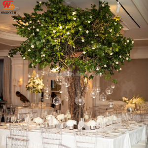 SMOOTH Nouveau Design Arbre Artificiel Vert de 1,20 m pour Centre de Table de Mariage, Arbre Vert à Fleurs Épanouies Personnalisé pour Décoration Florale d'Allée de Mariage - Product Image 1