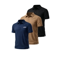 Kaos Polo Golf Pria Lengan Pendek 100% Katun, Warna Solid, Logo Kustom Grosir, Kancing, Regular Fit, Bernapas, Performa Tinggi