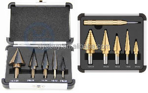Brocas escalonadas HSS con revestimiento <span class=keywords><strong>de</strong></span> titanio ámbar y vástago hexagonal en espiral para taladrar madera, metal y acero - Product Image 3