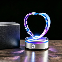 100mm K9 Kristallen Hartvormige Blank Lasergraveerblokken Fotolijstje Touchschakelaar Lichtbasis met Zwarte Luxe Geschenkdoos