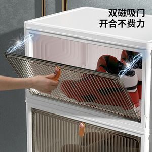 Transparent Shoe Box Storage Cabinet Dustproof Folding Organizer Rectangle Standing Type For Dormitory Use - Product Image 4