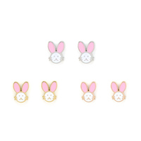 Boucles d'oreilles clous lapin en acier inoxydable 316L pour enfants, motif animal, vente en gros, argent, or, or rose