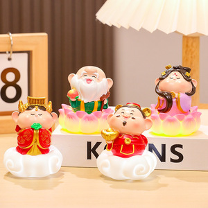 Figura de resina de la Hada de la Suerte y el Dios de la Riqueza, adorno de escritorio iluminado para la decoración de Feng Shui del Año Nuevo Chino - Product Image 4