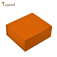 Boîte rigide pliable à fermeture magnétique, couleur orange, emballage cadeau pliable, taille personnalisée disponible, vente en gros