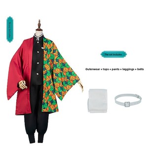 Costume de <span class=keywords><strong>cosplay</strong></span> Demon Slayer pour adulte, ensemble complet de tenue bidimensionnelle - <span class=keywords><strong>Kamado</strong></span> <span class=keywords><strong>Tanjiro</strong></span> et Nezuko en polyester pour hommes - Product Image 4