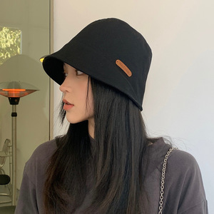 <b>Bucket</b> <b>Hat</b> Black Viscose Fiber Sun Protection Breathable Fisherman <b>Hat</b> Women's Summer Outing Korean Style <b>Large</b> Head - Product Image 2