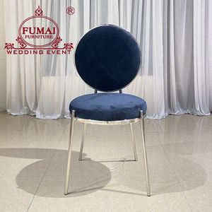 Silla de boda única con respaldo redondo y marco de acero inoxidable de titanio para bodas - Product Image 1