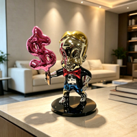 Sculpture Pop Art Sac d'argent Millionnaire en Résine Électroplaquée, Statue Moderne pour Décoration de Table Maison/Bureau, Cadeau d'Art