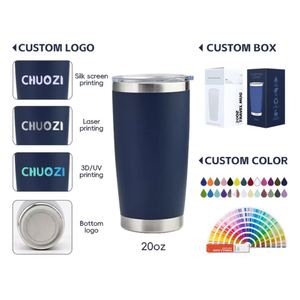 Gobelet isotherme personnalisé avec logo, 20oz 30oz, en acier inoxydable à double paroi, thermique, pour voiture, revêtement poudré, avec paille - Product Image 2