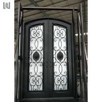 Conception de calandre de fenêtre luxueuse entrée principale extérieure double portes portes portes françaises en fer portes d'entrée de maison en fer forgé