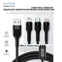 Câble de charge 3 en 1 65W, nylon tressé, USB vers IOS Micro Type-C, 1,2 m, 3A, chargeur rapide en métal pour smartphone et tablette