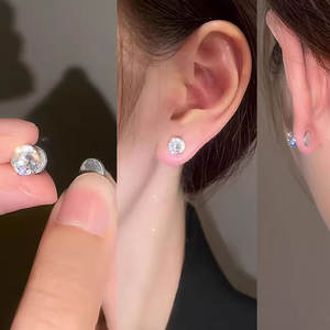 Custom Lady <b>Earring</b> Fashion Diamond 316L Stainless Steel Clip-on Diamond Magnetic <b>Earrings</b> <b>Magnet</b> <b>Earrings</b> For Women - Product Image 4