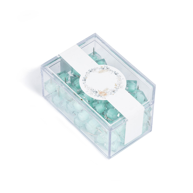 Пластиковая коробка в упаковке Тиффани синий прозрачный 1,2 см квадратная верхняя кнопка для большого пальца булавка для пробковой доски
