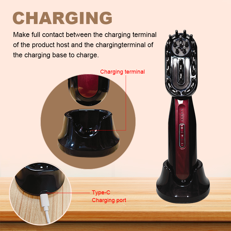 scalp massager with red light therapy and oil