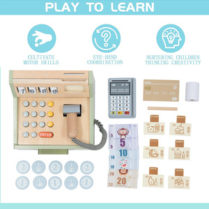 Jeu de simulation de maison de supermarché Jeu de courses <span class=keywords><strong>Caisse</strong></span> <span class=keywords><strong>enregistreuse</strong></span> Jouets en bois Jouets pour enfants de 5 ans - Product Image 4