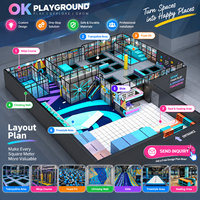 Parc de trampolines intérieur commercial, jeu de taureau mécanique, aire de saut pour enfants, équipement de divertissement interactif et ludique, aire de jeux
