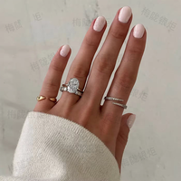 LOZRUNVE Bijoux pour femmes en argent sterling 925 Bague de mariage Lunette de luxe Bague d'éternité carrée coupe princesse