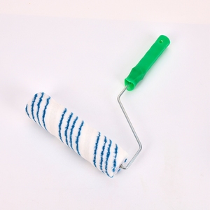 Couverture en polyester de brosse de <span class=keywords><strong>rouleau</strong></span> de peinture industriel/bricolage de <span class=keywords><strong>rayure</strong></span> bleue de haute qualité avec la poignée en plastique verte pour la peinture - Product Image 3