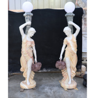 Lampe de Décoration de Jardin Sculptée à la Main Personnalisée de Grande Taille Sculpture Statue de Dame en Marbre