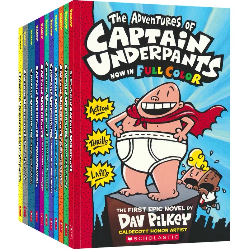 English Original Dav Pilkey Captain Underpants 1-12 Full Color