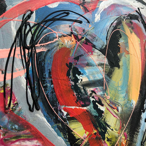 Originale astratto colorato appendere la parete cuori pittura a olio arte su tela vibrante opera d'arte di strada stile di arte della parete decorazione di belle arti - Product Image 6