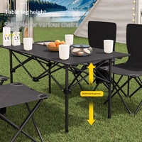 Table et chaises pliantes d'extérieur en acier au carbone, design portable type « egg roll », pour camping, pique-nique, barbecue, robustes, légères, extra-épaisses