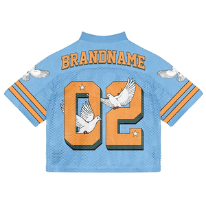 Maillot de football personnalisé pour homme en mesh, col en V, respirant, polyester, manches courtes, impression de numéros d'équipe, style rétro streetwear, été - Product Image 2