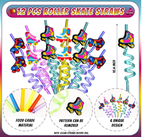 Bracelets claquant, porte-clés, pailles à boire, autocollants de tatouage, accessoires, jouets, cadeaux, kits de goodies et de faveurs pour fête sur le thème des rollers