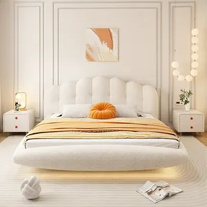 Bedroom Furniture Modern Design Headboard King Queen Size Bed Boucle Fabric Up-holstered Beds For Home Hotel