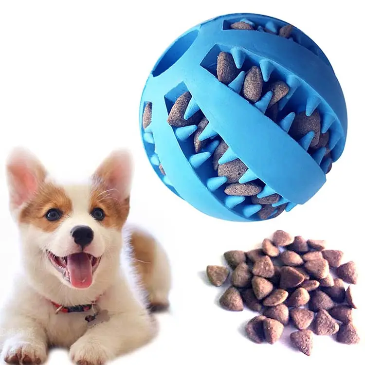 Bola mainan anjing interaktif pembersih gigi, mainan anjing peliharaan, bola karet lembut interaktif tahan lama, bola mainan anjing untuk umpan lambat