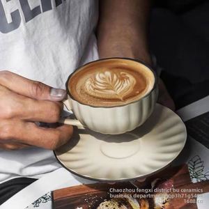 European Style Retro Light Luxury Ceramic Coffee <b>Cup</b> <b>Set</b> Solid Color Niche Latte Tea <b>Cup</b> <b>Set</b> - Product Image 1