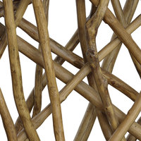 Table d'appoint de couloir style ferme, branches de teck, console d'intérieur, table de designer moderne, faite à la main, en bois massif, mobilier durable