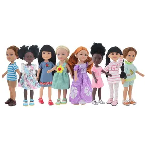 Boneka vinil 14 inci untuk anak laki-laki perempuan, boneka modis lucu bahan vinil penuh permainan peran anak laki-laki dan perempuan