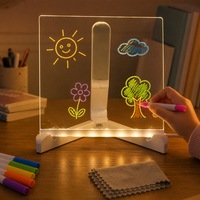 Kit Cadeau Créatif OEM : Veilleuse LED en Acrylique DIY avec Tableau d'Affichage pour Dessins et Messages d'Enfants