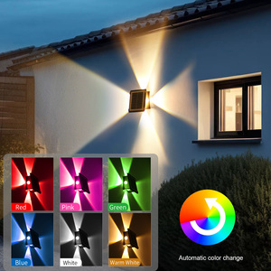 <span class=keywords><strong>Lampe</strong></span> murale <span class=keywords><strong>solaire</strong></span> LED d'extérieur étanche IP65, lumière blanche chaude, pour jardin et cour, avec corps carré en PC et fonction d'éclairage vers le haut et vers le bas - Product Image 3